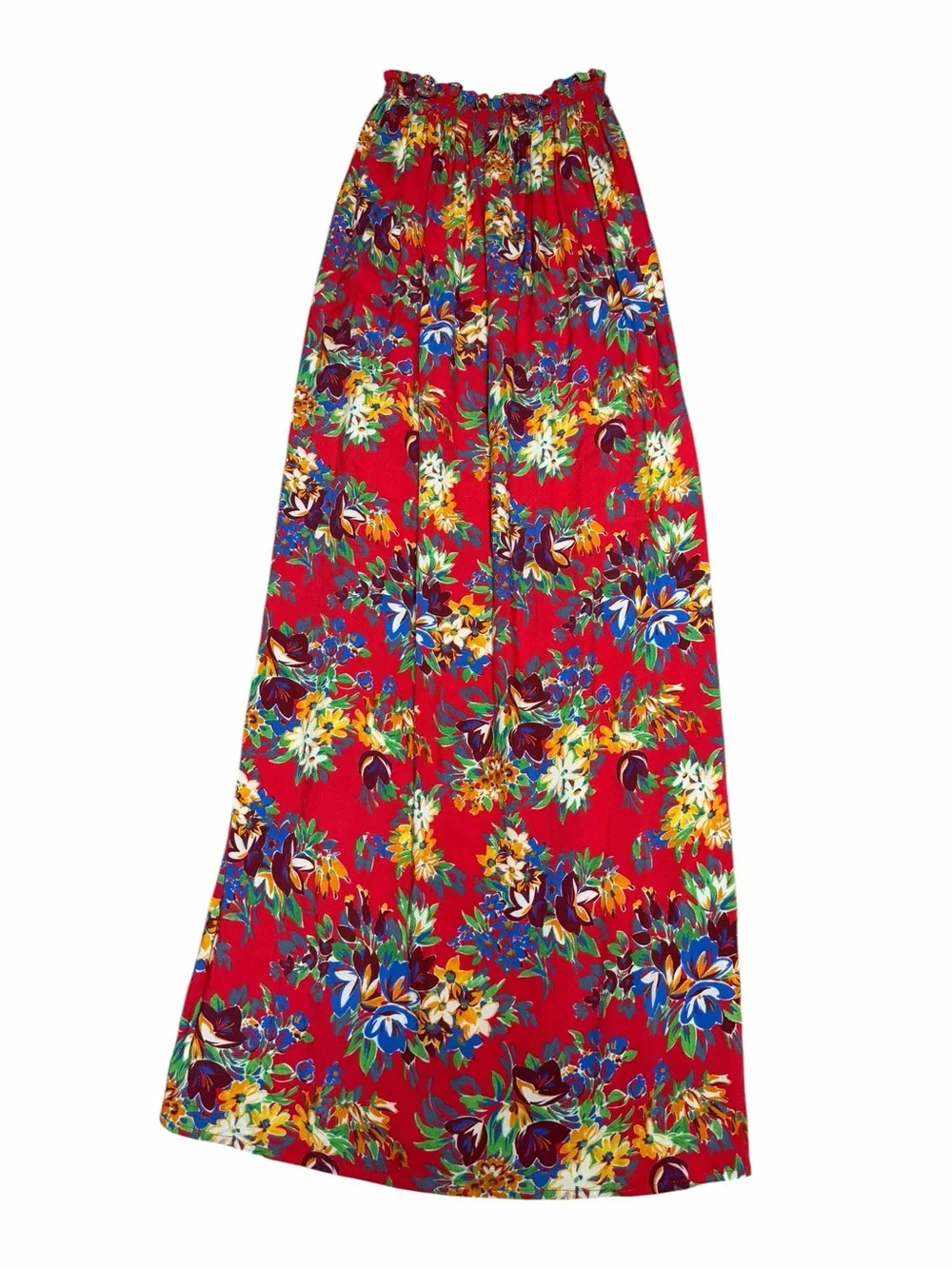 Winston White Red Floral Maxi Skirt | Double Front Slits | XS